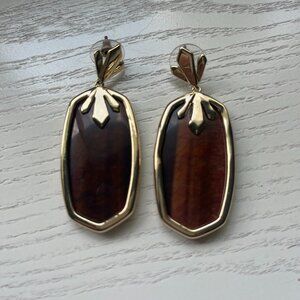 Kendra Scott Gold Tiger Eye Drop Earrings